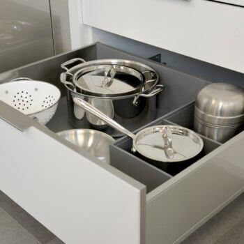 Shallow Roll-Out Above Drawer - Lid Storage - Dura Supreme Cabinetry