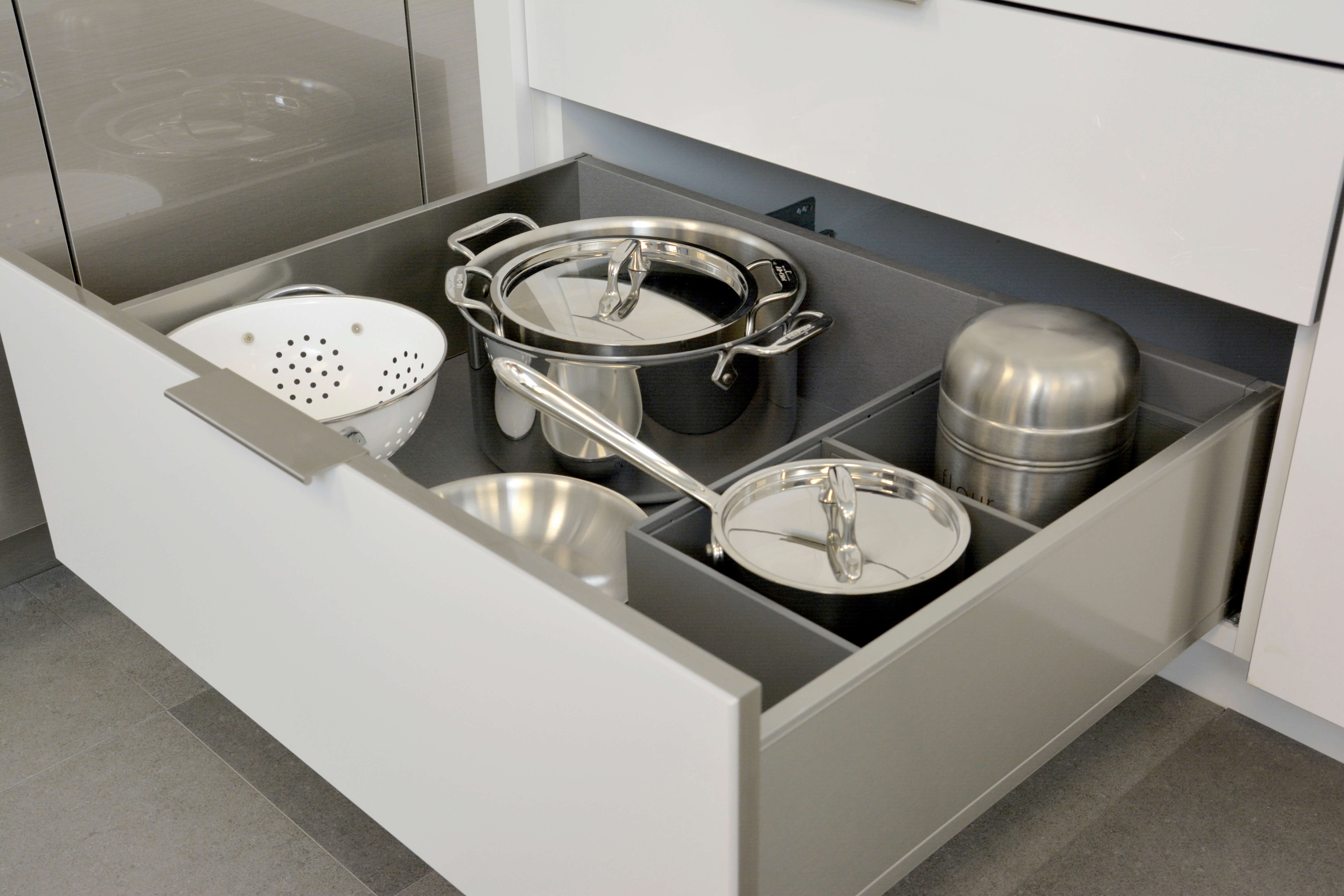 Deep Drawer Organizer for Stainless Steel Drawers With Pots and Pans - Dura  Supreme Cabinetry
