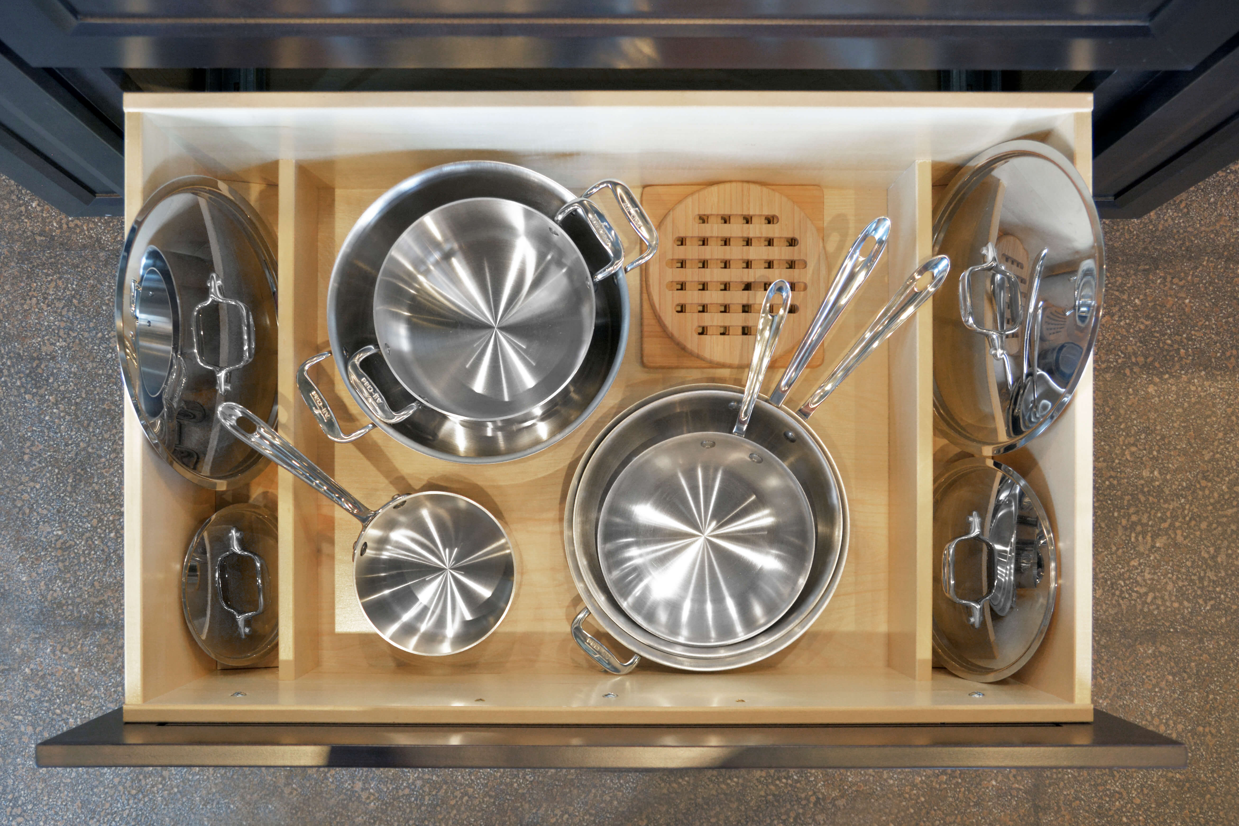 This pic gives a great idea of how to organize your kitchen lids