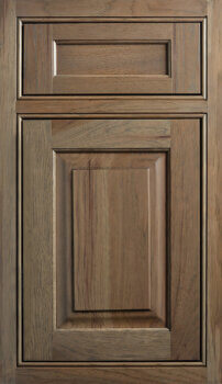 A traditional styled inset door with raised panels crafted by Dura Supreme Cabinetry.