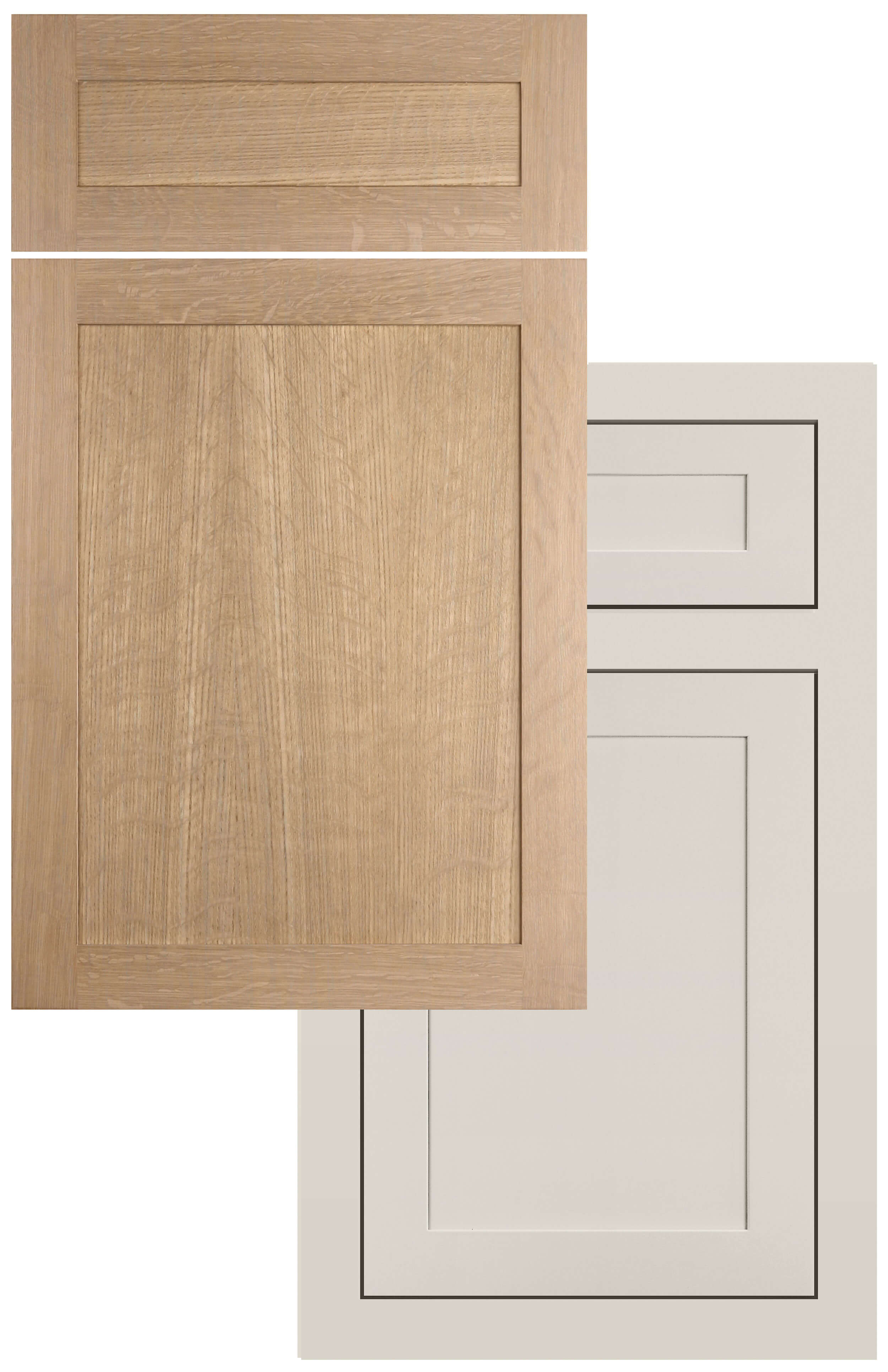Shallow Shaker and skinny shaker door style for transitional and modern designs.
