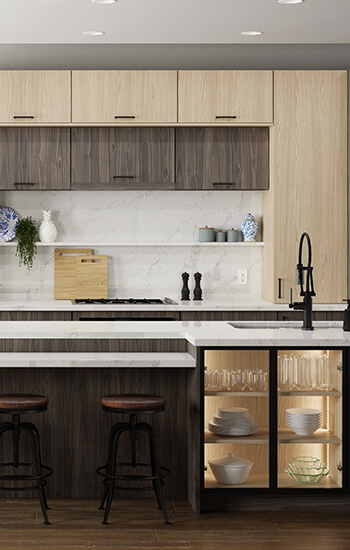 High-tech textured and sculpted TFL cabinets that look and feel like real wood.